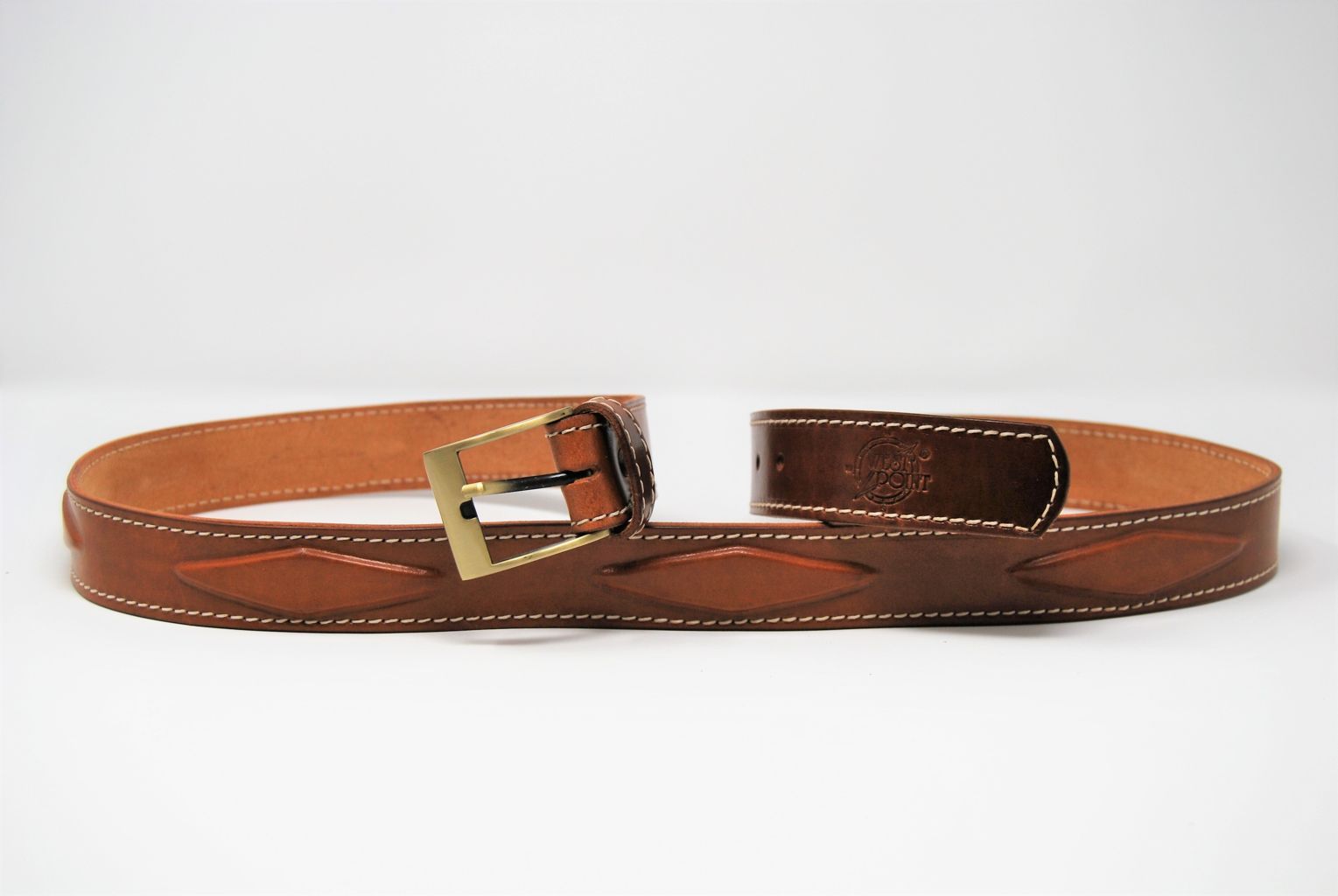 Cintura pantalone in cuoio mm 35 con inserto "rombo" CP 12